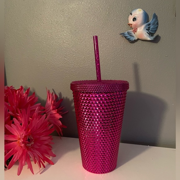 NWT 💗Starbucks Pink Chrome Studded Tumbler ‘Sangria Bling’ Magenta Metallic - Picture 2 of 6